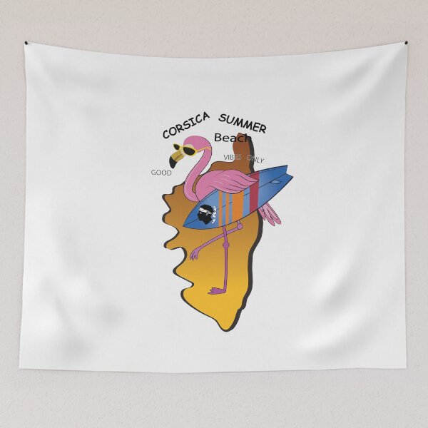 Item preview, Map of Corsica with Flamingo and Surfboard Corse Pirate France France Corsica designed and sold by Trenddesigns24.