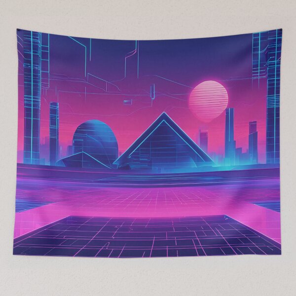 Item preview, Neon Blue Vaporwave Grid designed and sold by Have Mercy.
