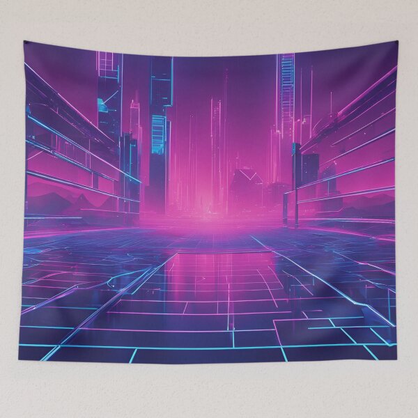 Item preview, Neon Blue Vaporwave Grid designed and sold by Have Mercy.