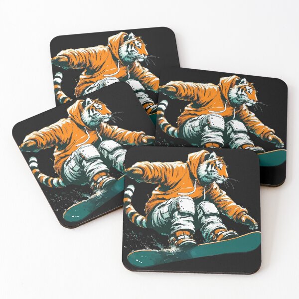 Item preview, Cat Tiger Snowboarder Extreme Winter Sports designed and sold by TomFrontierArt.