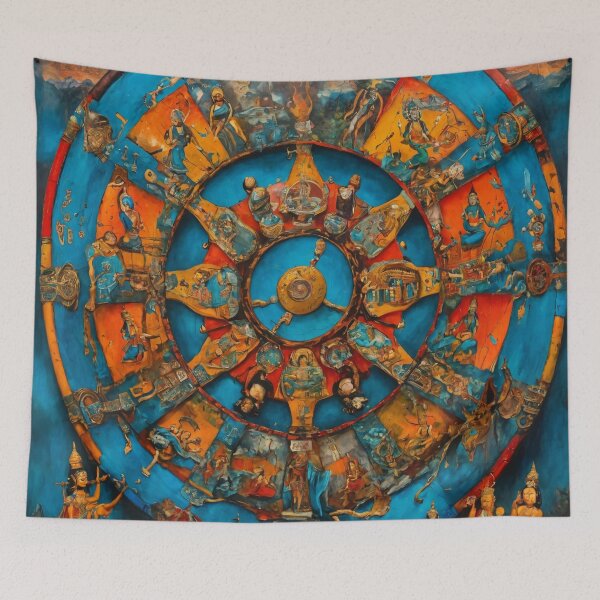 Item preview, wheel of samsara, talisman, amulet designed and sold by DonnaBlankaArt.
