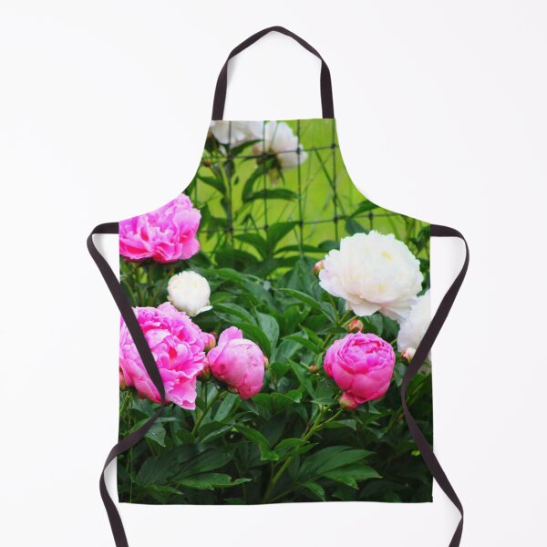 Item preview, Bright pink and white peonies bloom vibrantly in a lush garden setting designed and sold by InezPhotography.