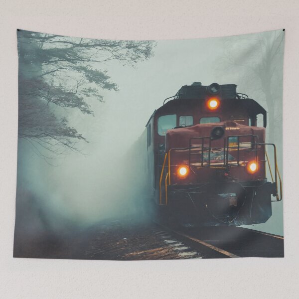 Item preview, ghost train, fog, locomotive designed and sold by DonnaBlankaArt.