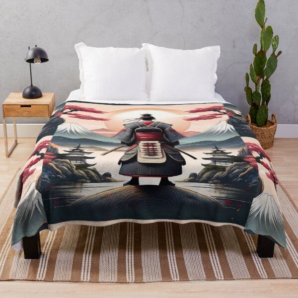 Item preview, Samurai with Japanese Pagodas and Mountain Sunrise designed and sold by RaiyaTees.