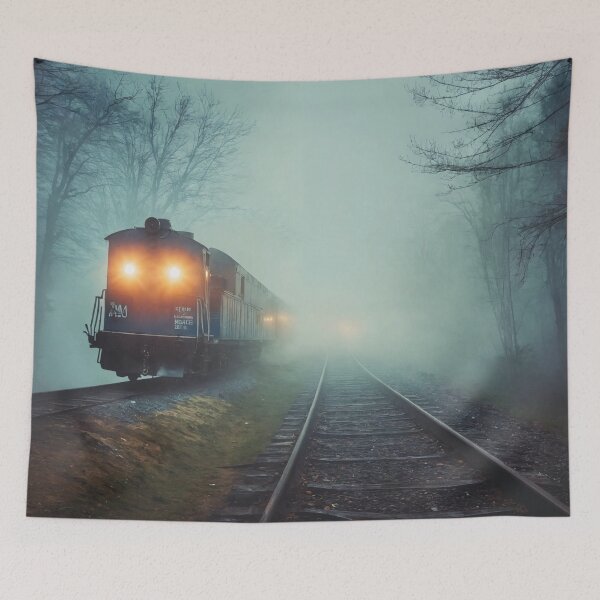 Item preview, ghost train, fog, locomotive designed and sold by DonnaBlankaArt.