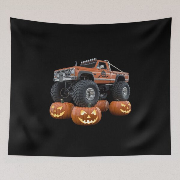 Item preview, Halloween Offroad Monster Truck Riding on Pumpkins - Spooky Adventure Art designed and sold by Colorful-Garden.