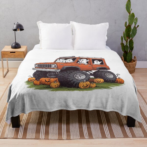 Item preview, Halloween Offroad Monster Truck Riding on Pumpkins - Spooky Adventure Art designed and sold by Colorful-Garden.