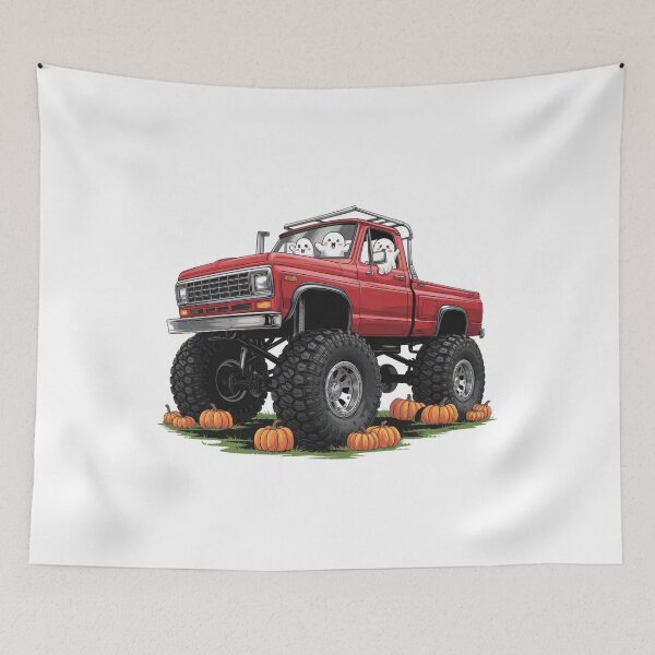 Item preview, Halloween Offroad Monster Truck Riding on Pumpkins - Spooky Adventure Art designed and sold by Colorful-Garden.