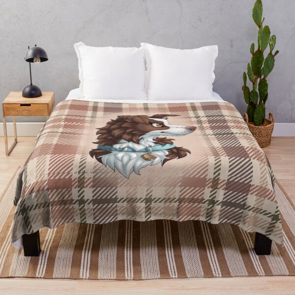 Item preview, Brown Border Collie 2.0 with Tartan / Plaid designed and sold by Bamsdrawz.