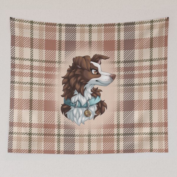 Item preview, Brown Border Collie 2.0 with Tartan / Plaid designed and sold by Bamsdrawz.