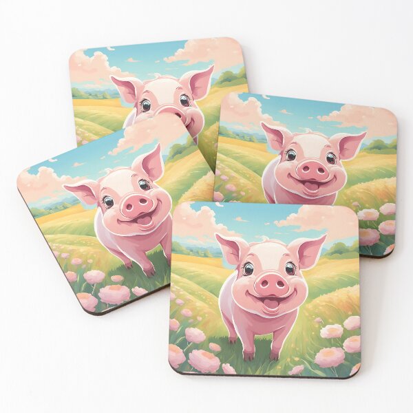 Item preview, Cute Pink Pig on the Garden Watercolor Painting  designed and sold by Juana-.