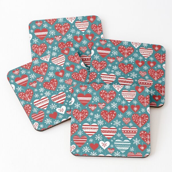 Item preview, Patrón navideño nórdico escandinavo con corazones y copos de nieve festivos designed and sold by cheekylorns.