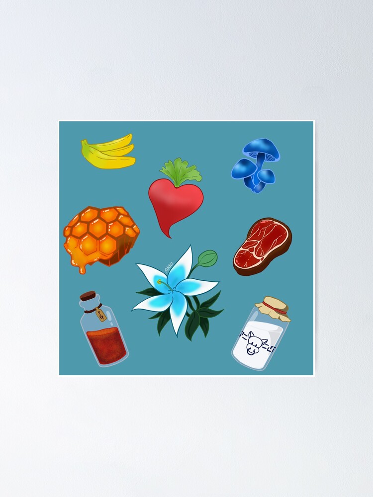 "BOTW Ingredients " Poster for Sale by akiohoshi Redbubble