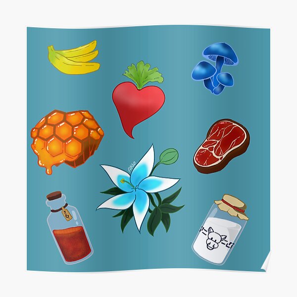 "BOTW Ingredients " Poster for Sale by akiohoshi Redbubble