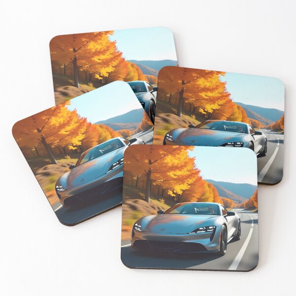 Item preview, Sports Car on an Autumn Road Among Golden Leaves designed and sold by RobiCom.