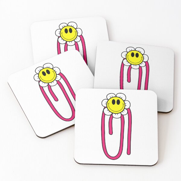 Item preview, Retro Smiling Flower Paper Clip Design Pink, yellow and white designed and sold by MrsCreative1.