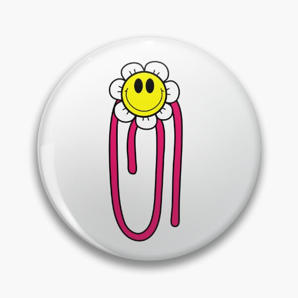 Item preview, Retro Smiling Flower Paper Clip Design Pink, yellow and white designed and sold by MrsCreative1.