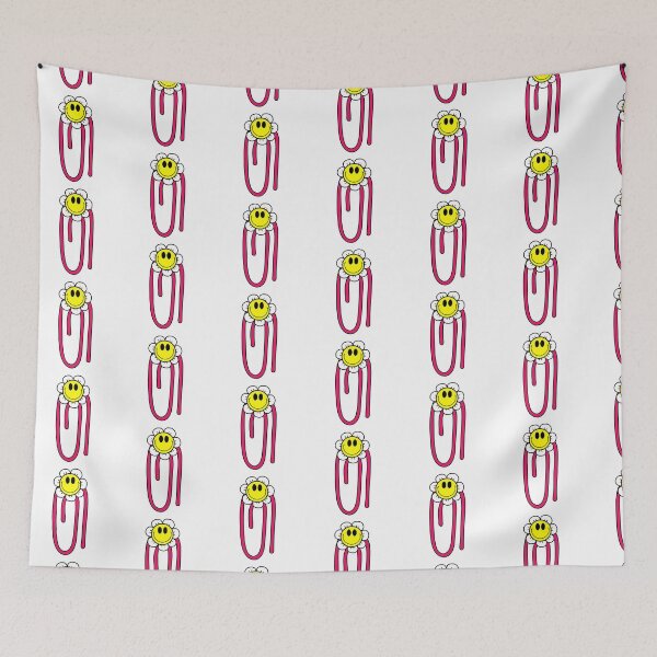 Item preview, Retro Smiling Flower Paper Clip Design Pink, yellow and white designed and sold by MrsCreative1.
