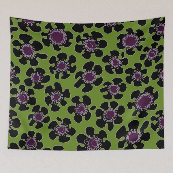 Item preview, Gothic Black Hand Drawn Daisies on Green designed and sold by schorrnuff.