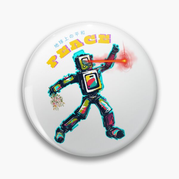Item preview, Japanese RetroFuturistic Robot Peace Symbol designed and sold by Dani Mullins.