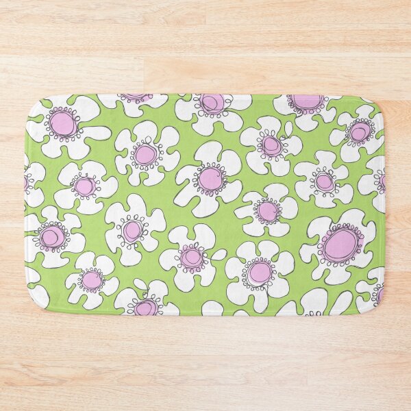 Item preview, Hand Drawn Single Line White Daisy on Green Pattern designed and sold by schorrnuff.