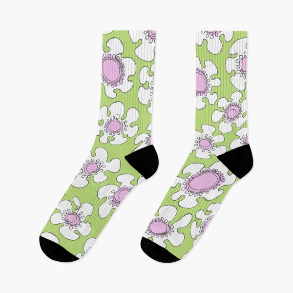 Item preview, Hand Drawn Single Line White Daisy on Green Pattern designed and sold by schorrnuff.