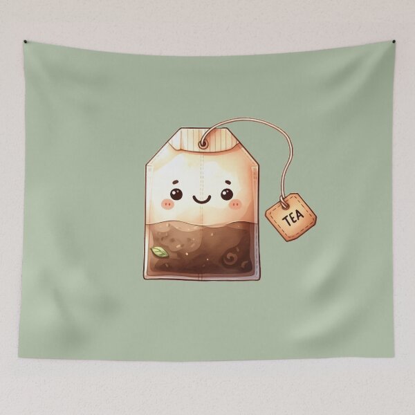 Item preview, Cute Happy Smiling Tea Bag in Watercolor designed and sold by GVibezPadel.