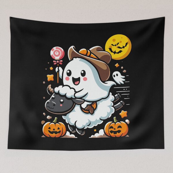 Item preview, Mutton Busting Cute Ghost Sheep Riding Halloween Costume Gift designed and sold by JUSTBEELEGANT.