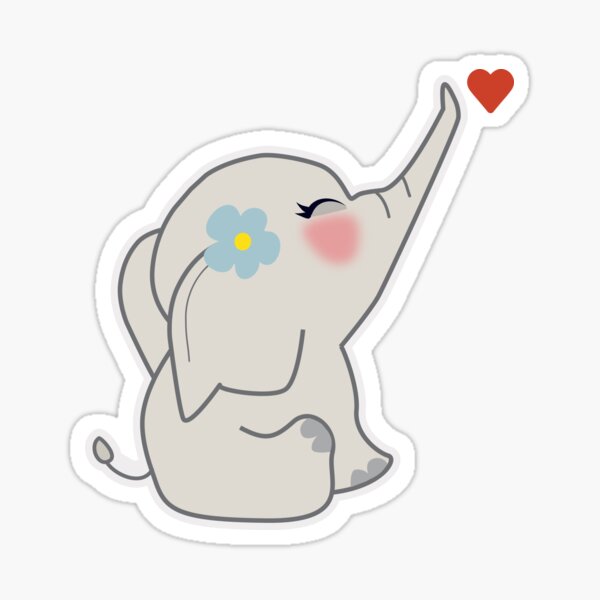 Kiss Me with Heart - Cute Elephant Kissing Sticker