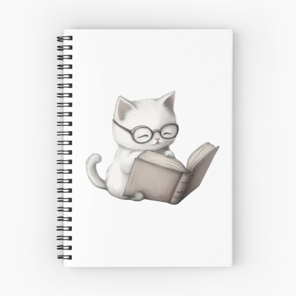 Item preview, cute cat reading a book designed and sold by Natthiya Minimal.