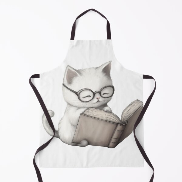 Item preview, cute cat reading a book designed and sold by Natthiya Minimal.