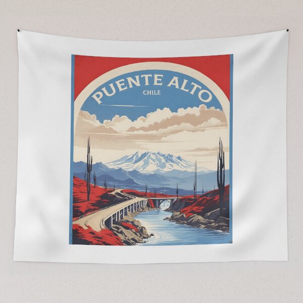 Item preview, Cartel retro vintage de turismo de Puente Alto Chile designed and sold by TravelersGems.