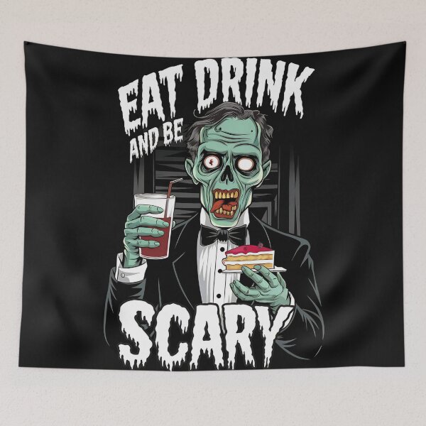 Item preview, Eat Drink And Be Scary Halloween Zombie designed and sold by ZeptepiTrends.