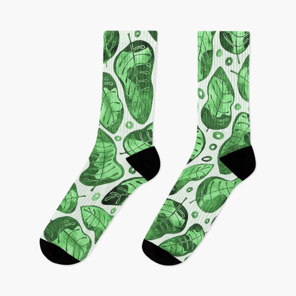 Item preview, Deep Emerald Watercolor Hand Drawn Tropical Leaves Pattern designed and sold by schorrnuff.