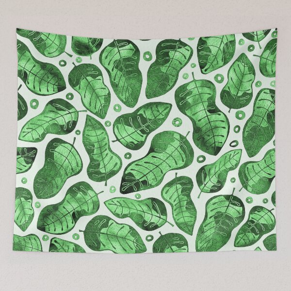 Item preview, Deep Emerald Watercolor Hand Drawn Tropical Leaves Pattern designed and sold by schorrnuff.