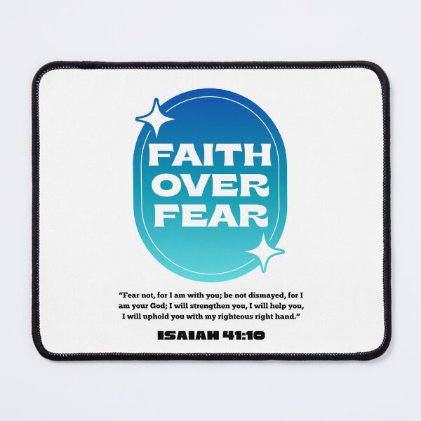 Item preview, Faith Over Fear Isaiah 41:10 Blue Turquoise on white designed and sold by Ideas-BYDESiGN.