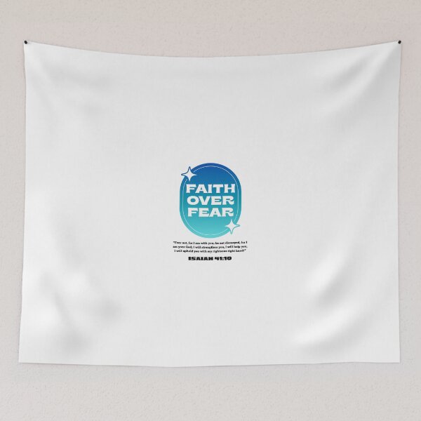 Item preview, Faith Over Fear Isaiah 41:10 Blue Turquoise on white designed and sold by Ideas-BYDESiGN.