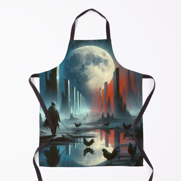 Item preview, Ethereal Journey: Moonlit Fantasy Landscape with Samurai and Roosters designed and sold by FNORD-10111.