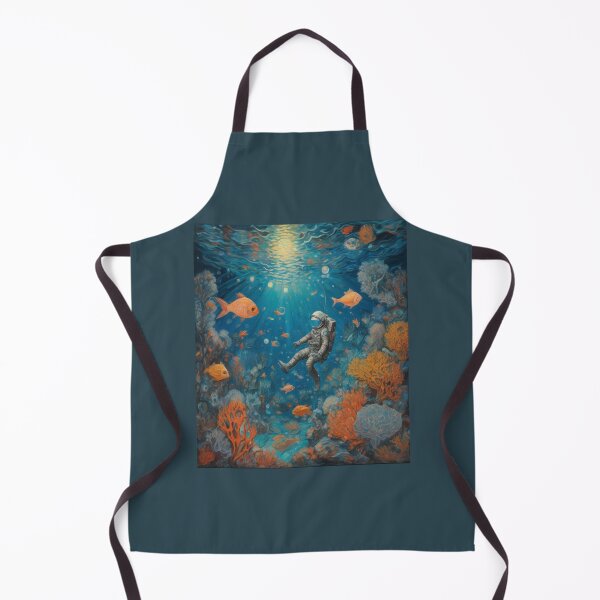 Artikelvorschau, „Ein Astronaut schwimmt zwischen fluoreszierenden Korallen und Kristallfischen“ entworfen und verkauft von Artisticanvas.