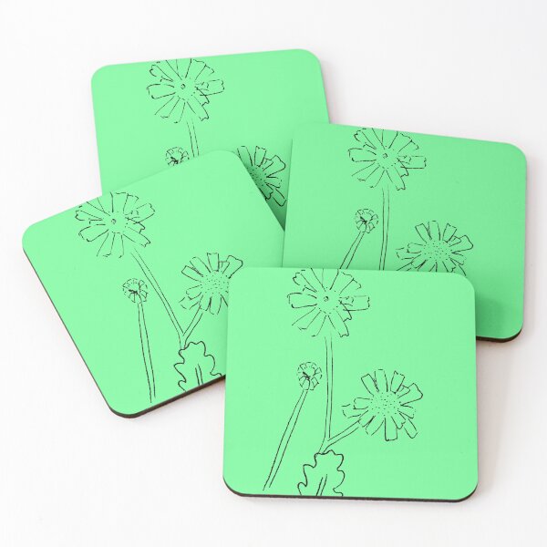 Item preview, Linear Black Flowers on Green designed and sold by MagentaTwilight.