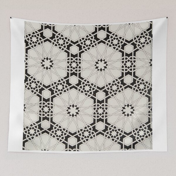 Item preview, Monochrome geometric middle eastern stlye pattern designed and sold by colliophoto.