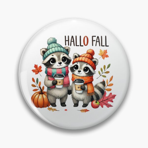 Item preview, Cute Raccoons in Fall with Cozy Coffee – Hallo Fall designed and sold by momo9981.
