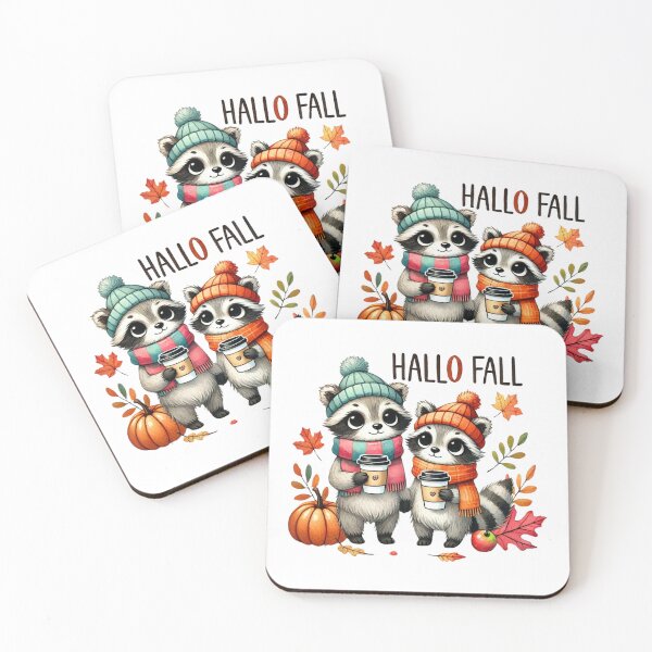 Item preview, Cute Raccoons in Fall with Cozy Coffee – Hallo Fall designed and sold by momo9981.
