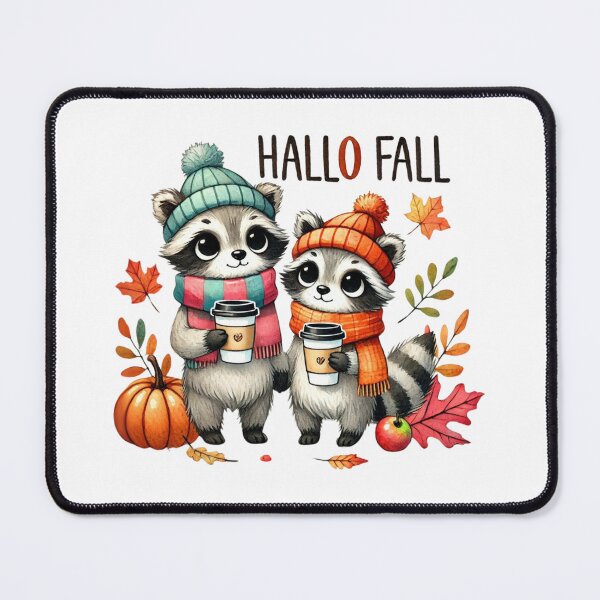 Item preview, Cute Raccoons in Fall with Cozy Coffee – Hallo Fall designed and sold by momo9981.