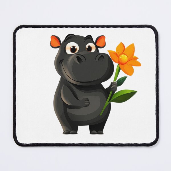 Item preview, Adorable Baby Hippo Holding a Flower with a Smile designed and sold by Artdekthoen.