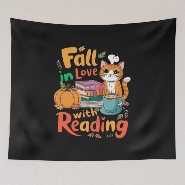 Item preview, Cat Fall In Love With Reading Book Lover Autumn Teachers Kid  designed and sold by SztylishDesigns.