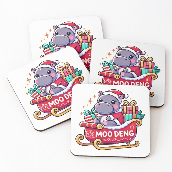 Item preview, Moo Deng Cute Hippo in Santa’s Sleigh with Gifts designed and sold by Pattamo1.