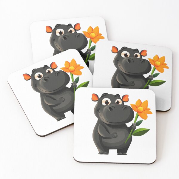 Item preview, Adorable Baby Hippo Holding a Flower with a Smile designed and sold by Artdekthoen.