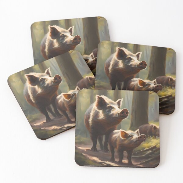 Item preview, Wild Boar Family in Forest designed and sold by CalmnessbyChoice.