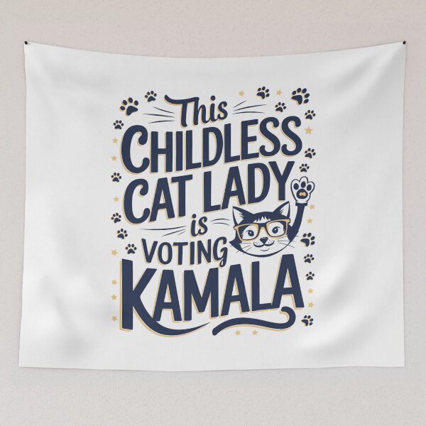 Item preview, This Childless Cat Lady is Voting Kamala: Funny Politcal Design designed and sold by Davideus.